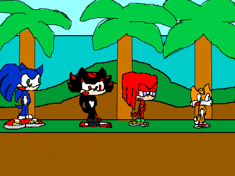 super sonic,shadow,knuckles tails