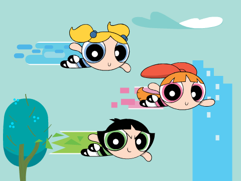 add youreself flying with the powerpuff girls! on Scratch