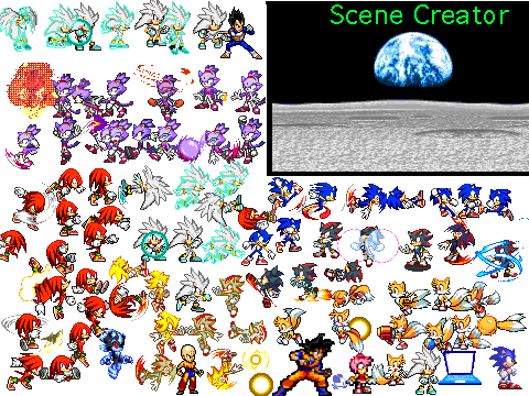 Sonic scene. Sonic Scene creator. Shadows Scene creator. Fleetway Sonic Scene creator.