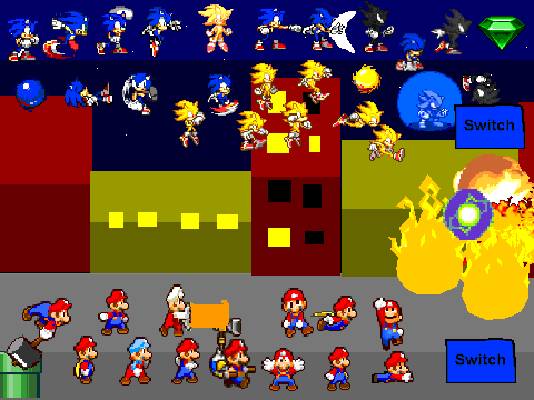 Mario vs. Sonic scene creator v.4 on Scratch